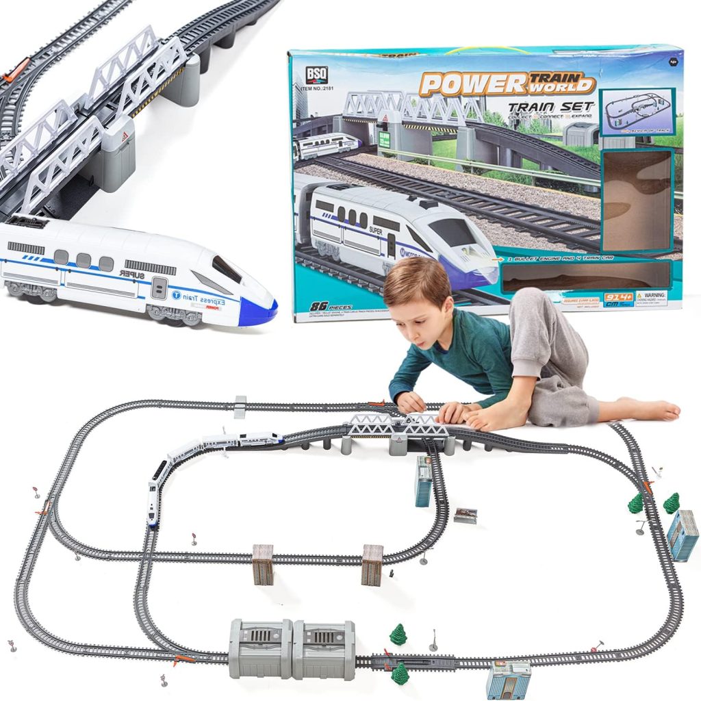 Qmecha Electric Train Set for Kids - High Speed Bullet Train with Tracks, Sound  Light, Experience Polar Express with Many Accessories and Multiple Paths
