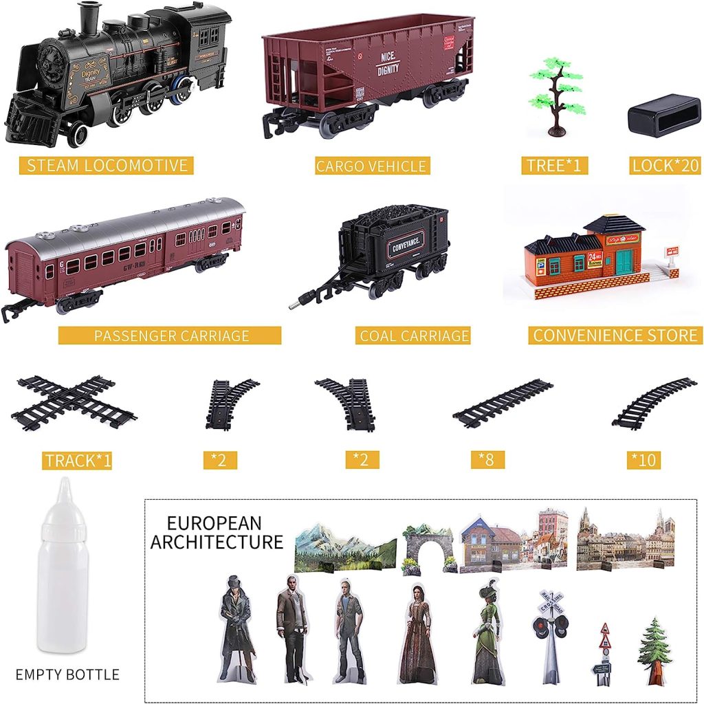 Baby Home Metal Alloy Model Train Set, Electric Train Toy for Boys Girls, with Realistic Train Soundï¼Lights and Smoke, Gifts for 3 4 5 6 7 8+ Year Old Kids