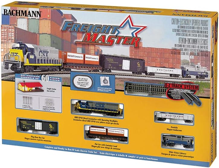 Bachmann Trains - Freightmaster Ready To Run 60 Piece Electric Train Set - N Scale,Silver