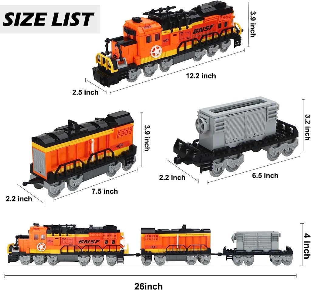 BRICK STORY City Cargo Train Building Set, BNSF Freight Trains Model, Steam Locomotive Train Building Blocks Toys, Gift Trains for BoysGirls Kids Aged 8-14, 635 Pieces