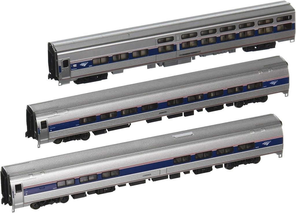 Kato USA Model Train Products Amfleet and Viewliner Intercity Express Phase VI Bookcase Set, 3-Unit Set