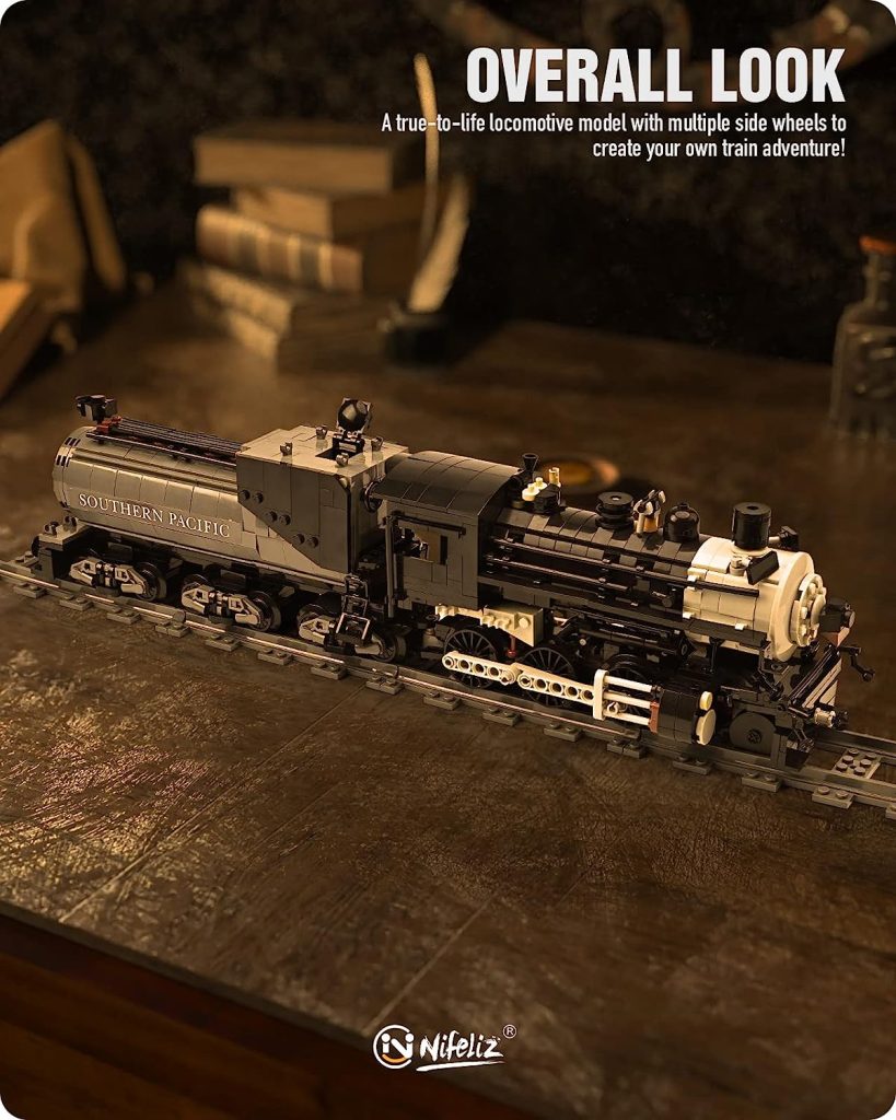 Nifeliz CN5700 Steam Train Building Kit and Engineering Toy, Collectible Steam Locomotive Display Set, 1ï¼38 Scale Model Train Building Kit with Train Tracks, Top Present for Train Lovers (1136 PCS)