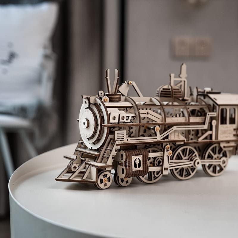 ROKR 3D Wooden Puzzles Model Car Kits Building Kits - Classic Locomotive Collectible Model Train Classic Home Decor, for Teens  Kids Ages 12-14 (Classic Locomotive Model/14.6 * 4.8 * 7.3)