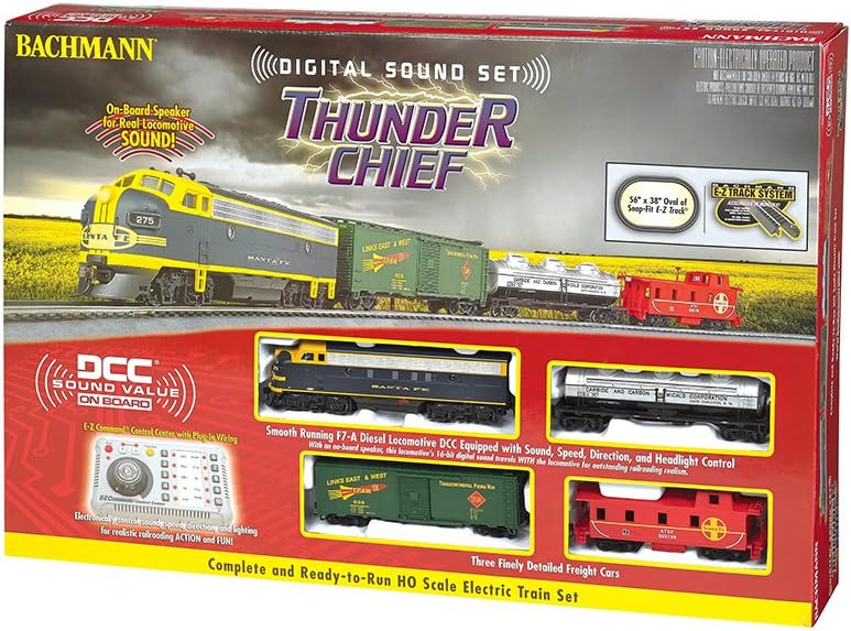 Bachmann Trains - Thunder Chief DCC Sound Value Ready To Run Electric Train Set - HO Scale Black 0.5 Liters