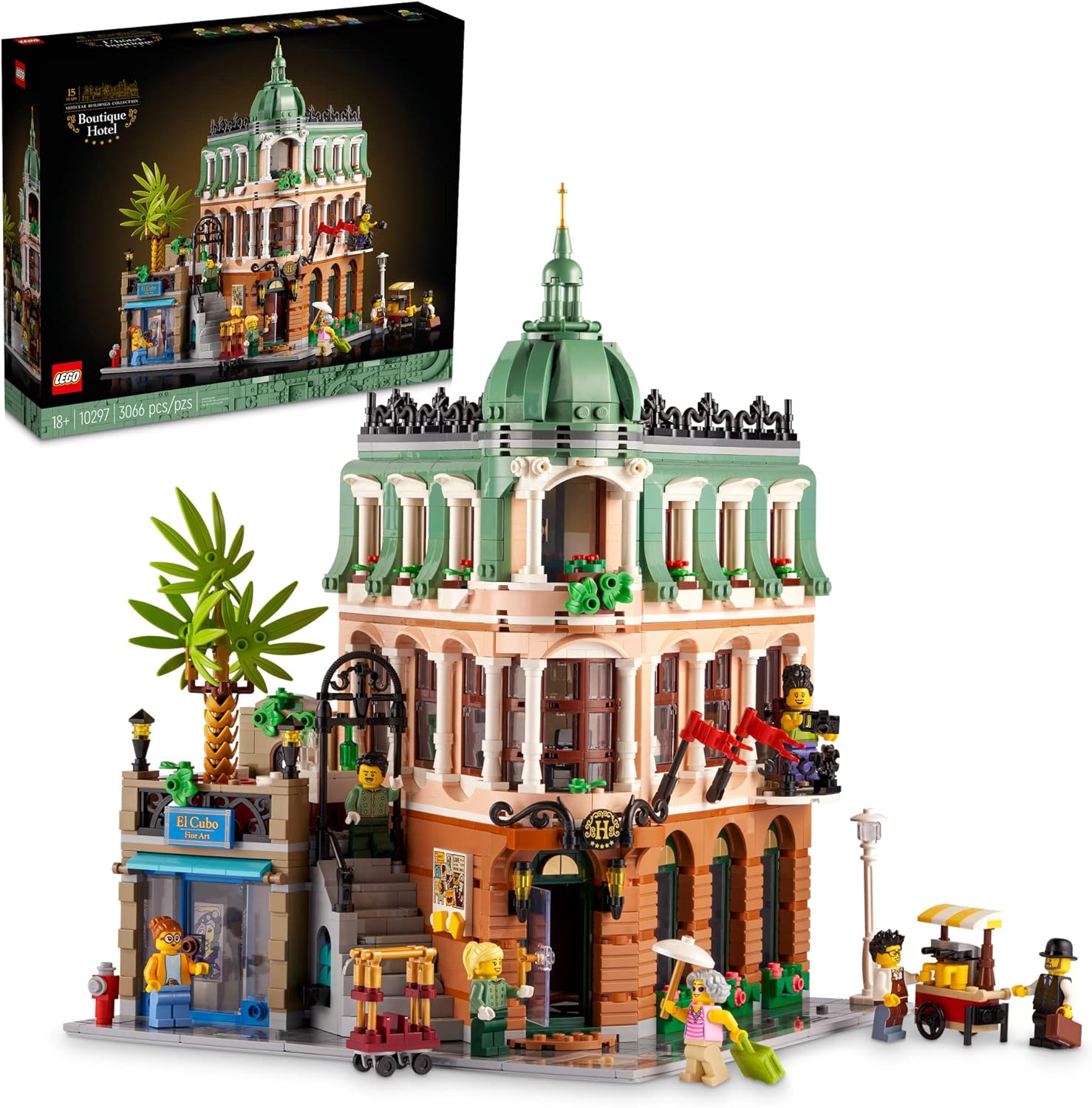 LEGO Icons Boutique Hotel 10297 Modular Building Display Model Kit for Adults to Build, Set with 5 Detailed Rooms Including Guest Rooms and Gallery