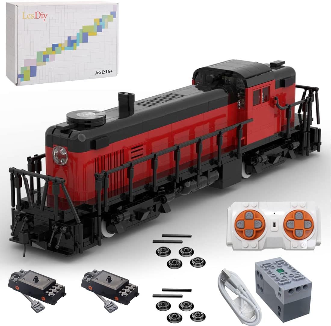 Cospro Retro Locomotive Building Blocks, RS-2 Chicago Great Western Train Model, MOC-116998, with Motor Set, Small Particle Building MOC Set, Dynamic Version, 1198PCS