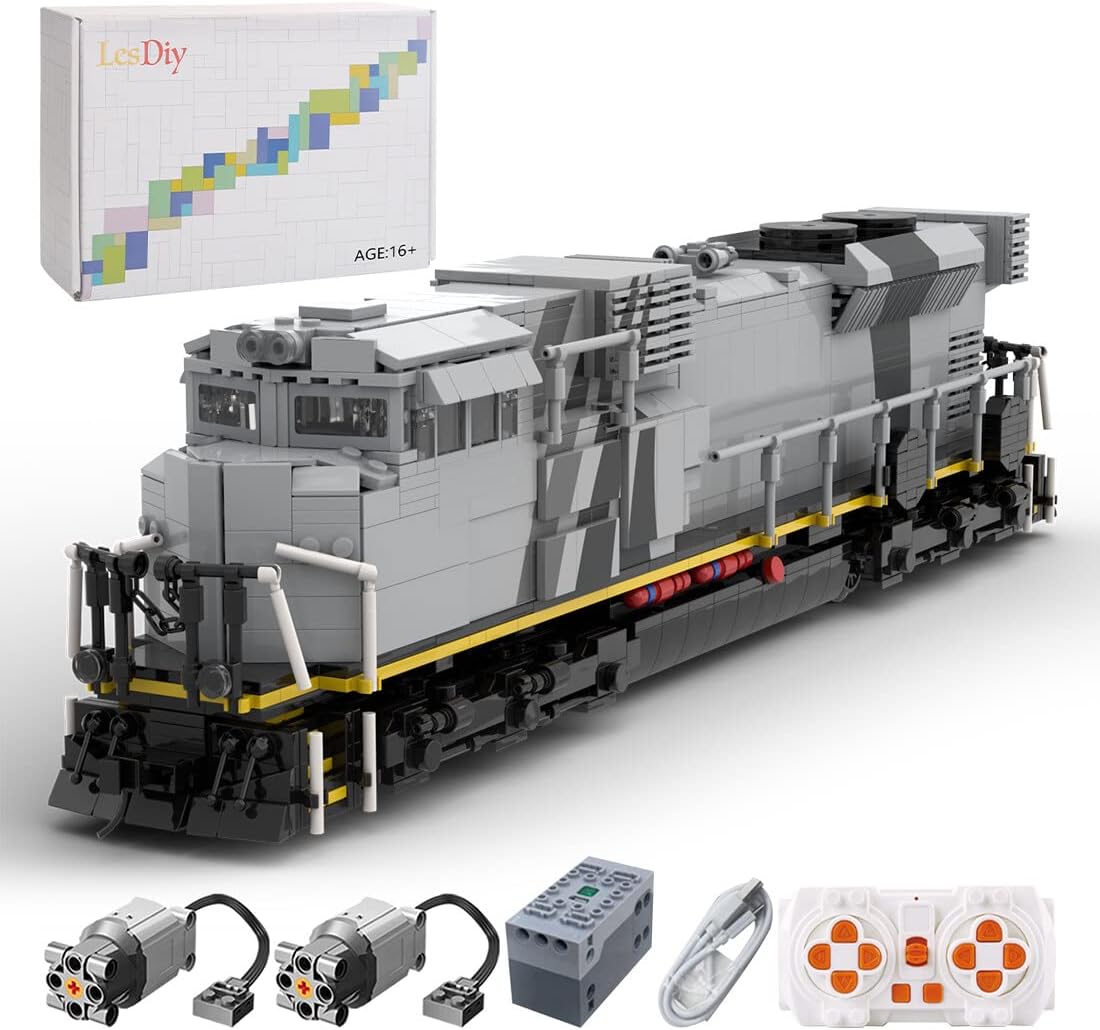 KKXX SD70ACS Etihad Rail Train Model Building Blocks Set, MOC Collectible Steam Locomotive Display Set, for Adults and Teens (2086PCS/Dynamic Version)