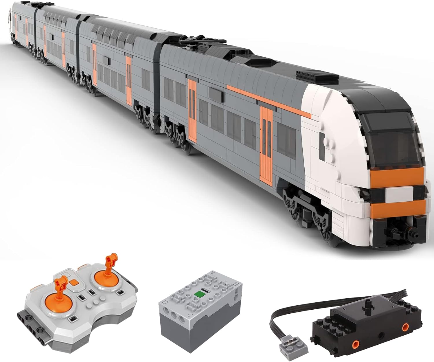 PHYNEDI Railway Series RC 6wide DB ICE 1 - German High-Speed Train Bricks Model with Motorset, MOC DIY Creative Collection Vehicle Building Toy Compatible with Lego, MOC-64784 (2736 Pieces)